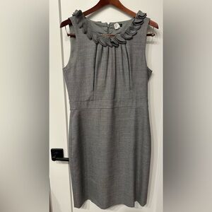 J. Crew Gray Ruffled Collar Wool Shift Sleeveless Suiting Dress - 10